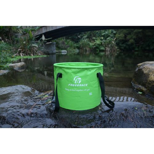  Freegrace Premium Collapsible Bucket -Multifunctional Folding Bucket -Perfect Gear for Camping, Hiking & Travel (Green, 16L)