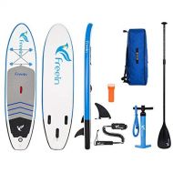 Freein SUP Inflatable Stand Up Paddle Board ISUP 6 Thick with Adjustable Paddle，Travel Backpack，Pump