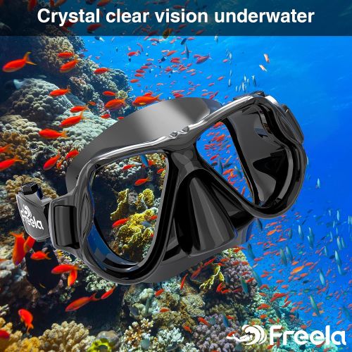  Freela Snorkeling Gear for Adults, Swim Goggles with Nose Cover, Panoramic HD View, No Leak, Snorkel Diving Mask for Adults Men Women, Snorkeling, Diving, Swimming Pool, Lap Swimmi