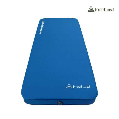  Freeland 3D Self Inflating Camping Sleeping Pad with 4 Inches Thickness for Travel, Car Camping and Tent, Blue Color