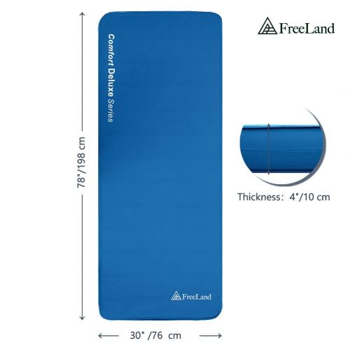  Freeland 3D Self Inflating Camping Sleeping Pad with 4 Inches Thickness for Travel, Car Camping and Tent, Blue Color