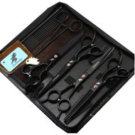 Freelander 7 Professional pet Grooming kit, Direct and thinning Scissors and Curved Pieces 4 Pieces Kit for Pet Grooming Services