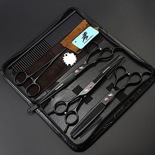  7.0 inch Left Handed Dog Hair Cutting Scissors Curved and Thinning Shears Kit Pet Grooming Supplies with Bag by Freelander