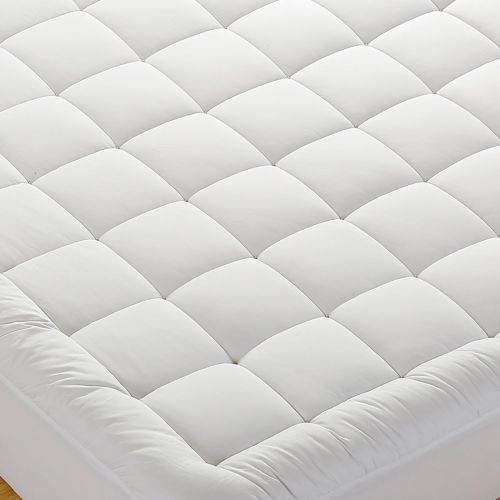  Freelife Mattress Pad Cover, 100% Cotton Fabric, Microfiber Filled, Soft, Hypoallergenic, Mattress Topper with Deep Pocket(Queen,Basic)