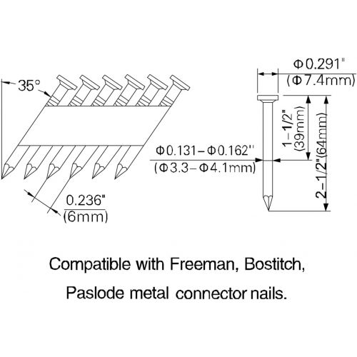  Freeman PMC250 Pneumatic 35° 2-1/2 Metal Connector Nailer Ergonomic & Lightweight Nail Gun with Exposed Nail Tip & Safety Trigger
