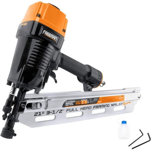  Freeman PFR2190 Pneumatic 21 Degree 3-1/2 Full Round Head Framing Nailer with Case Ergonomic and Lightweight Nail Gun with Interchangeable Trigger, Tool-Free Depth Adjust, and No M