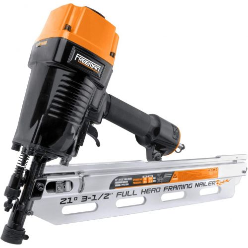  Freeman PFR2190 Pneumatic 21 Degree 3-1/2 Full Round Head Framing Nailer with Case Ergonomic and Lightweight Nail Gun with Interchangeable Trigger, Tool-Free Depth Adjust, and No M