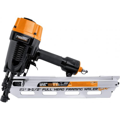  Freeman PFR2190 Pneumatic 21 Degree 3-1/2 Full Round Head Framing Nailer with Case Ergonomic and Lightweight Nail Gun with Interchangeable Trigger, Tool-Free Depth Adjust, and No M