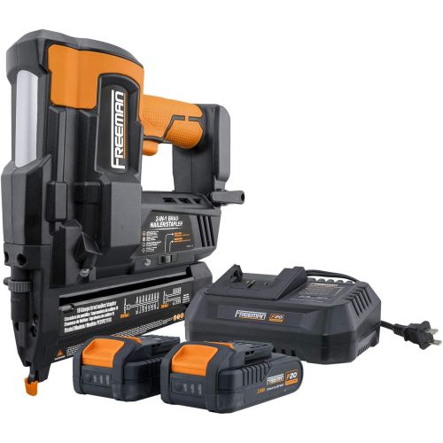  [아마존베스트]Freeman PE20V2118G Cordless 20V 2-in-1 18 Gauge 2 Nailer and Stapler with Batteries, Case, and Fasteners