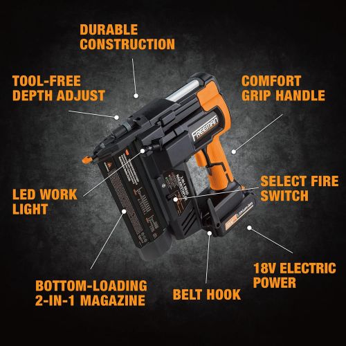  [아마존베스트]Freeman PE2118G 18 Volt 2-in-1 18 Gauge Cordless Nailer & Stapler