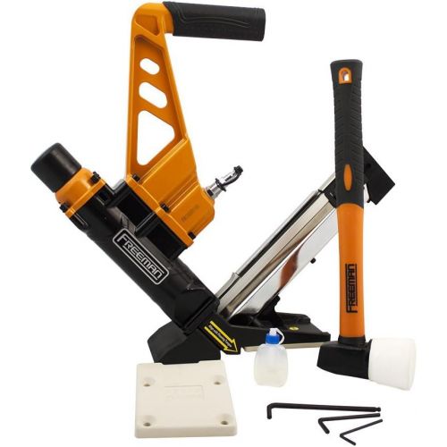  Freeman PDX50C 3-in-1 Flooring Cleat Nailer and Stapler Ergonomic & Lightweight Nail Gun for Tongue & Grove & Hardwood Flooring, Uses T-Cleats, L-Cleats & Staples