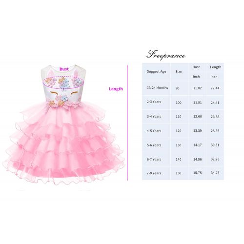  Freeprance Unicorn Costume Unicorn Party Dresses Princess Costumes for Girls