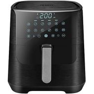 Freihafen Hot Air Fryer, 5.5 L XXL 1800 W Hot Air Fryer without Oil with 12 Programmes, Digital LED Touch Screen, Preheating and Keeping Warm, 50 Recipes in German, Black