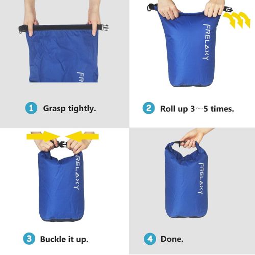  Frelaxy Waterproof Dry Sack 3-Pack/5-Pack, Ultralight Dry Bags, Outdoor Sacks Keep Gear Dry for Hiking, Backpacking, Kayaking, Camping, Swimming, Boating