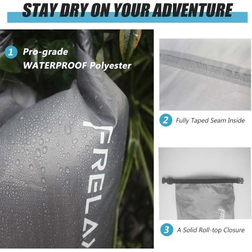  Frelaxy Waterproof Dry Sack 3-Pack/5-Pack, Ultralight Dry Bags, Outdoor Sacks Keep Gear Dry for Hiking, Backpacking, Kayaking, Camping, Swimming, Boating