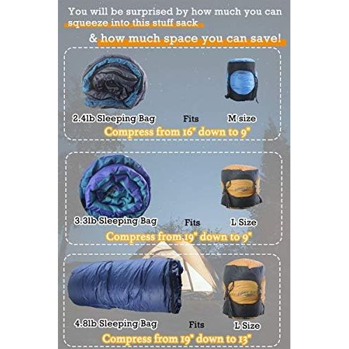  Frelaxy Compression Sack, 40% More Storage! 11L/18L/30L/45L/52L Compression Stuff Sack, Water-Resistant & Ultralight Sleeping Bag Stuff Sack - Space Saving Gear for Camping, Hiking