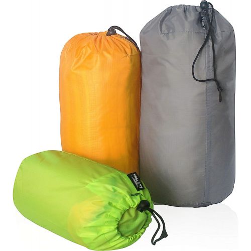  Frelaxy Stuff Sack Set 3-Pack (3L&5L&9L), Ultralight Ditty Bags with Dust Flap for Traveling Hiking Backpacking