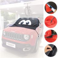 Frelong buyinhouse Universal Windshield Sun Shade Car Cover, Magnetic Waterproof Frost Protector Universal All Weather Sun Ice and Snow Cover Cartoon Big Eyes Design