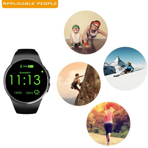  Frelop Bluetooth Smart Watch Phone KW18 Sim And TF Card Heart Rate Reloj Smartwatch Wearable Compatible For IOS Apple iPhone 5s66sSE Android Samsung HTC Sony LG Smartphones (Black)