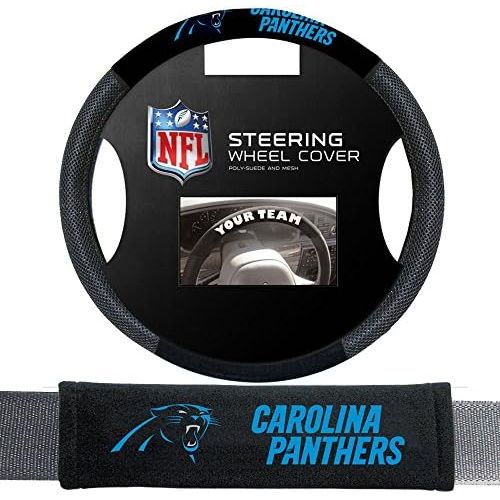  Fremont Die Carolina Panthers Nfl Steering Wheel Cover And Seatbelt Pad Auto Deluxe Kit