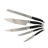 French Home Laguiole 5 Piece Kitchen Knife Set, Black