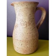 /FrenchFadedHydrangea Vintage French Wine Jug Pitcher, Country, Bistro, Vase, Pottery, Stoneware, France, Rustic, Jar, Puisaye, Bar, 50s, 60s, Country, Broc