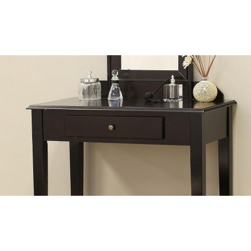  Frenchi Home Furnishing 3 Piece Vanity Set, Espresso Finish, Expresso