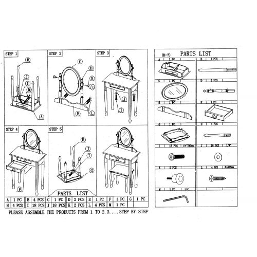  Frenchi Home Furnishing Cherry 3-Piece Vanity Set