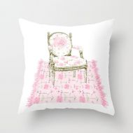 Frenchscript Outdoor Pillow Cover with Pillow Insert, Outdoor Pillow Cover, Shabby Chic Arrows rug with French Chair