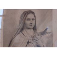 /Frenchvintagecharm Tableau de Sainte Theroese ae lenfant Jesus, tableau religieux, brocante francaise