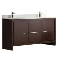 Fresca Allier 60 Wenge Brown Modern Double Sink Bathroom Cabinet with Top and Sinks