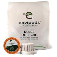 Fresh Roasted Coffee, Dulce de Leche Flavored Compostable envipods, Medium Roast, Kosher, 12 Count, Fresh Roasted Coffee,for Keurig K Cup Brewers | Not for use in Ninja or Hamilton Beach Brewers