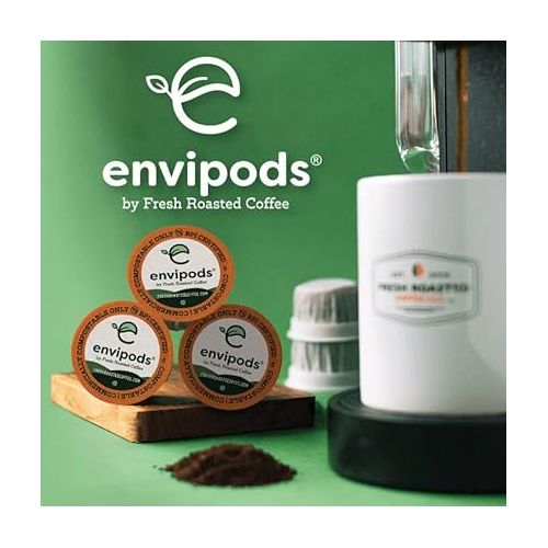  Fresh Roasted Coffee, Dulce de Leche Flavored Compostable envipods, Medium Roast, Kosher, 12 Count, Fresh Roasted Coffee,for Keurig K Cup Brewers | Not for use in Ninja or Hamilton Beach Brewers