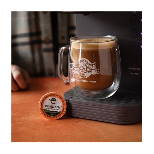  Fresh Roasted Coffee, Dulce de Leche Flavored Compostable envipods, Medium Roast, Kosher, 12 Count, Fresh Roasted Coffee,for Keurig K Cup Brewers | Not for use in Ninja or Hamilton Beach Brewers