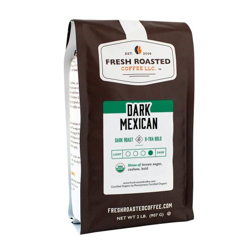  FRESH ROASTED COFFEE LLC FRESHROASTEDCOFFEE.COM Fresh Roasted Coffee LLC, Organic Dark Mexican Chiapas Coffee, Dark Roast, Whole Bean, 2 Pound Bag