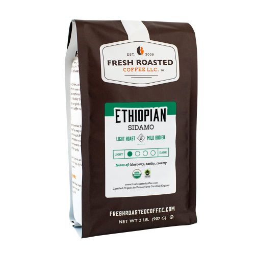  FRESH ROASTED COFFEE LLC FRESHROASTEDCOFFEE.COM Fresh Roasted Coffee LLC, Organic Ethiopian Natural Sidamo Coffee, Whole Bean Bag, Fresh Roasted Coffee LLC. (2 LB.)