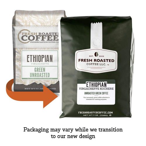  FRESH ROASTED COFFEE LLC FRESHROASTEDCOFFEE.COM Fresh Roasted Coffee LLC, Green Unroasted Ethiopian Yirgacheffe Kochere Coffee Beans, 5 Pound Bag