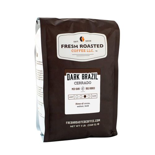  FRESH ROASTED COFFEE LLC FRESHROASTEDCOFFEE.COM Fresh Roasted Coffee LLC, Dark Brazilian Cerrado, Medium-Dark Roast, Whole Bean, 5 Pound Bag