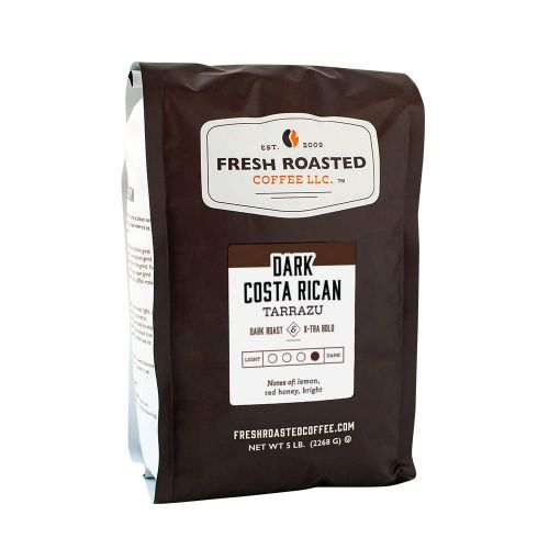  FRESH ROASTED COFFEE LLC FRESHROASTEDCOFFEE.COM Fresh Roasted Coffee LLC, Dark Costa Rica Tarrazu Coffee, Dark Roast, Whole Bean, 5 Pound Bag