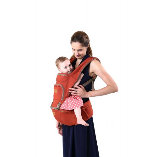  Fresh Shine Baby Carrier Hip Seat 4 in 1 - Soft Breathable Baby Carrier Backpack for Infant, Toddlers- Orange