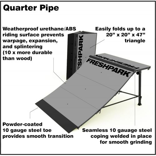  Freshpark Professional Quarter Pipe for BMX and Skateboard Ramp