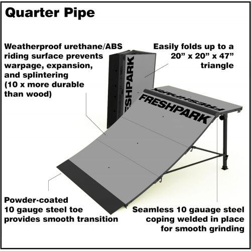  Freshpark Professional Quarter Pipe for BMX and Skateboard Ramp