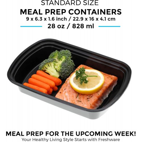  [아마존베스트]Freshware Meal Prep Containers [15 Pack] 1 Compartment Food Storage Containers with Lids, Bento Box, BPA Free, Stackable, Microwave/Dishwasher/Freezer Safe (28 oz)