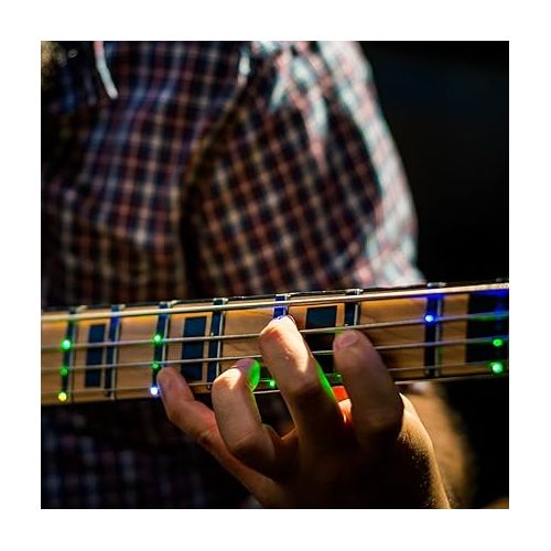  LED Bass Guitar Learning Accessory - EASIEST and BEST Method to Learn To Play Bass Guitar for All Levels, Fits All FULL SIZE Bass Guitars, IOS & Android App included
