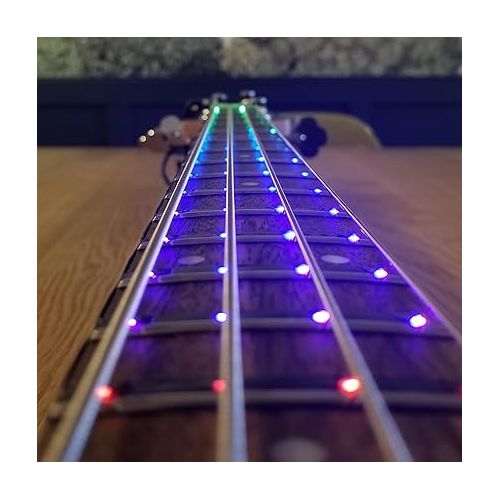  LED Bass Guitar Learning Accessory - EASIEST and BEST Method to Learn To Play Bass Guitar for All Levels, Fits All FULL SIZE Bass Guitars, IOS & Android App included