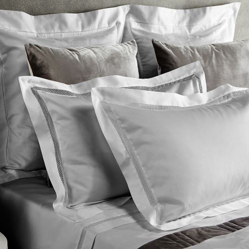  Frette At Home Tiber Lace Pillow Sham in Grey
