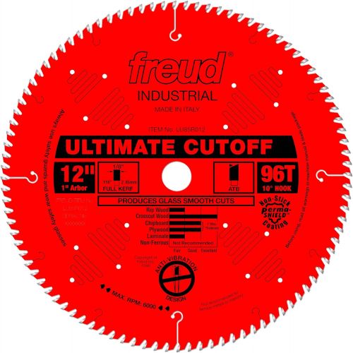  Freud LU85R012 12-Inch 96 Tooth ATB Crosscutting Saw Blade with 1-Inch Arbor and PermaShield Coating, Multi, One Size