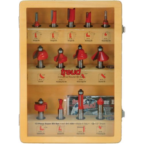  Freud 91-100 13-Piece Super Router Bit Set with 12-Inch Shank and Freuds TiCo Hi-Density Carbide