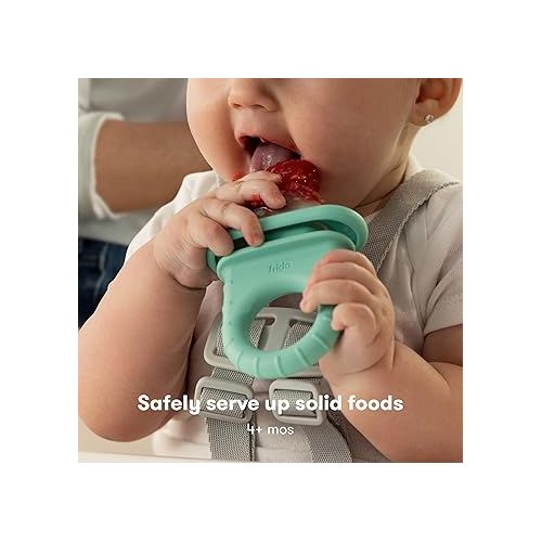  Frida Baby Push Pop Feeder, Baby Fruit Feeder, Baby Fruit Food Feeder to Safely Introduce New Foods, Fresh + Frozen Food Silicone Feeder for Babies, BPA Free, Dishwasher Safe | 3 Count, Teal