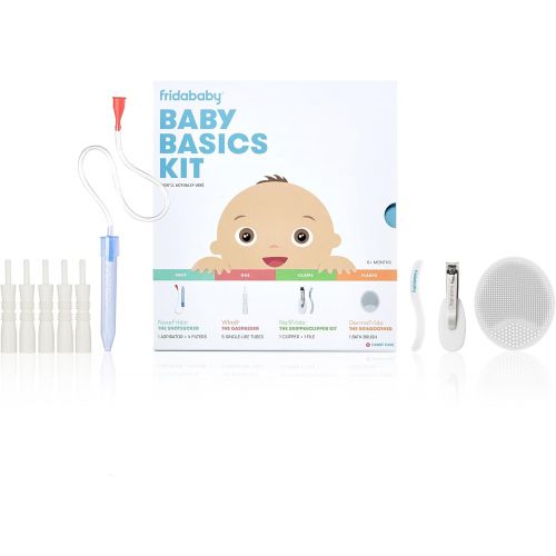  [아마존베스트]FridaBaby Baby Basics Care Kit by Fridababy | A Registry Must Have Gift Set Includes NoseFrida, NailFrida, Windi,...